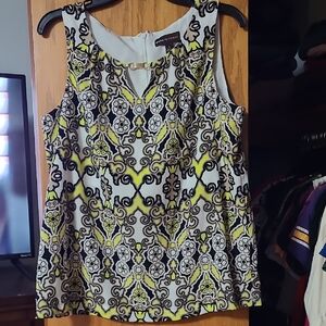 Dana Buchman Black and Yellow Geometric Blouse